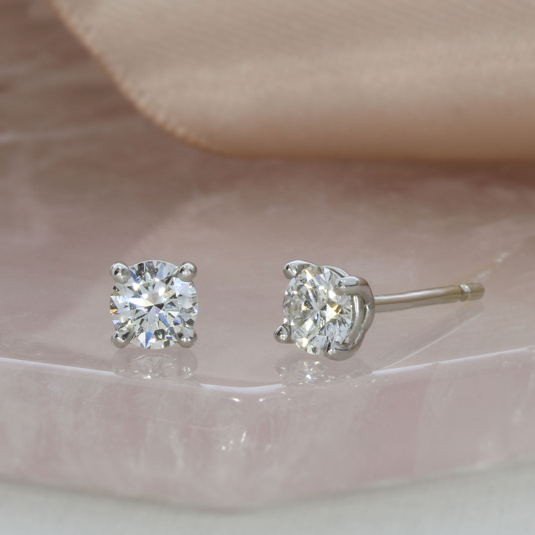 9ct White Gold Certified Round Lab Grown Diamond Stud Earrings 0.83ct