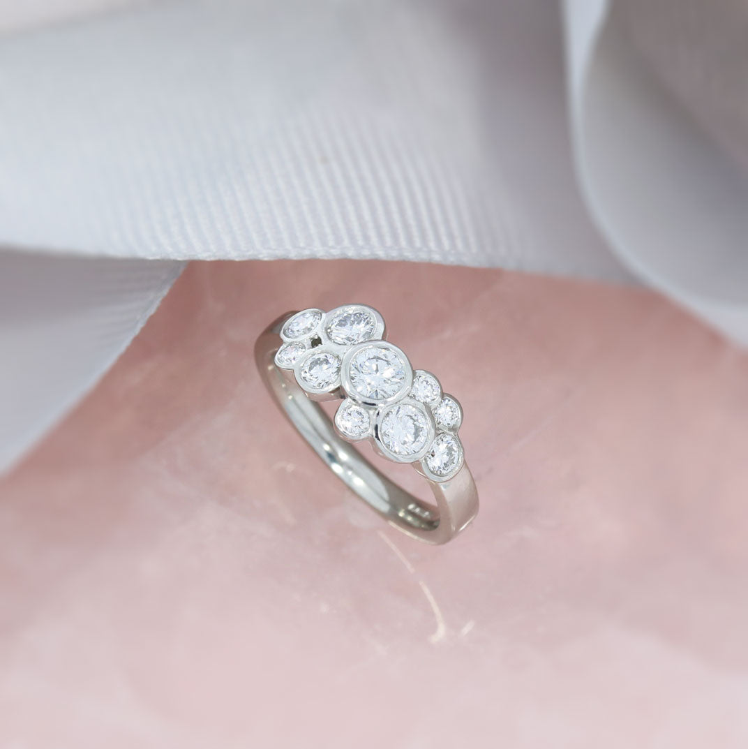 Platinum 10 Stone Laboratory Grown Diamond Bubble Ring 1.05ct