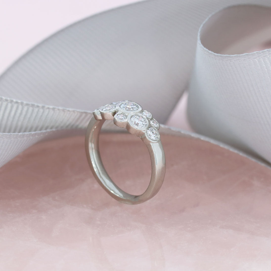 Platinum 10 Stone Laboratory Grown Diamond Bubble Ring 1.05ct