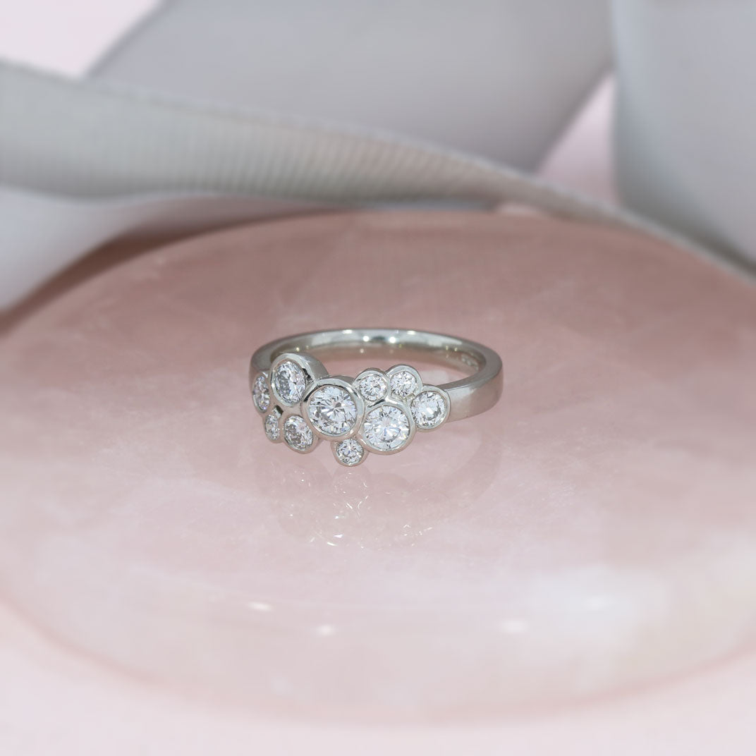 Platinum 10 Stone Laboratory Grown Diamond Bubble Ring 1.05ct