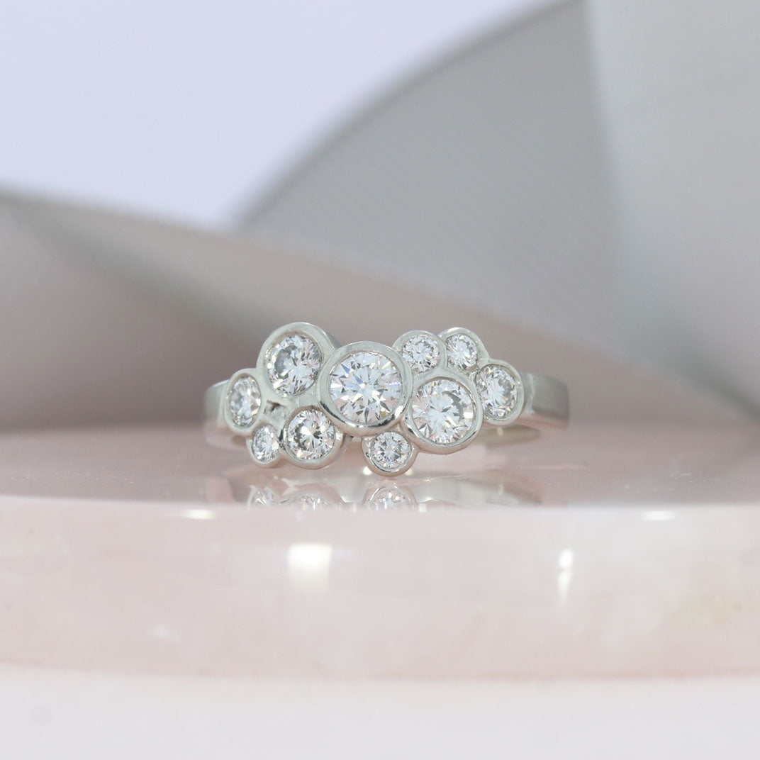 Platinum 10 Stone Laboratory Grown Diamond Bubble Ring 1.05ct