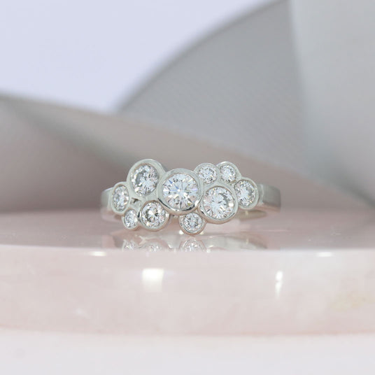 Platinum 10 Stone Laboratory Grown Diamond Bubble Ring 1.05ct