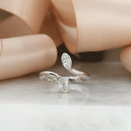 9ct Gold Double Marquise Lab Grown Diamond Ring 0.37ct