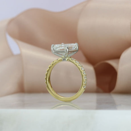 18ct Gold & Plat Certified Emerald Cut Lab Grown Diamond Solitaire Ring Approx 5.00ct D-F VVS-VS