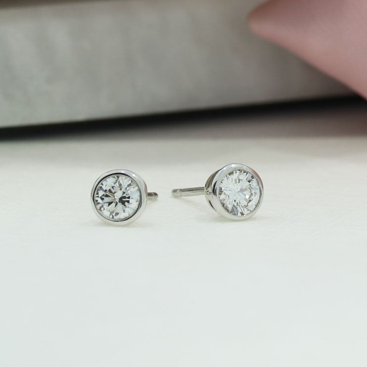 9ct Gold Rub Over Set Lab Grown Diamond Stud Earrings 0.60ct