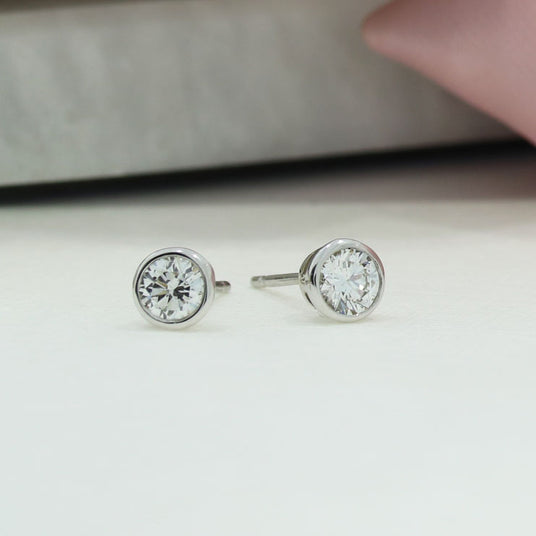 9ct Gold Rub Over Set Lab Grown Diamond Stud Earrings 0.60ct