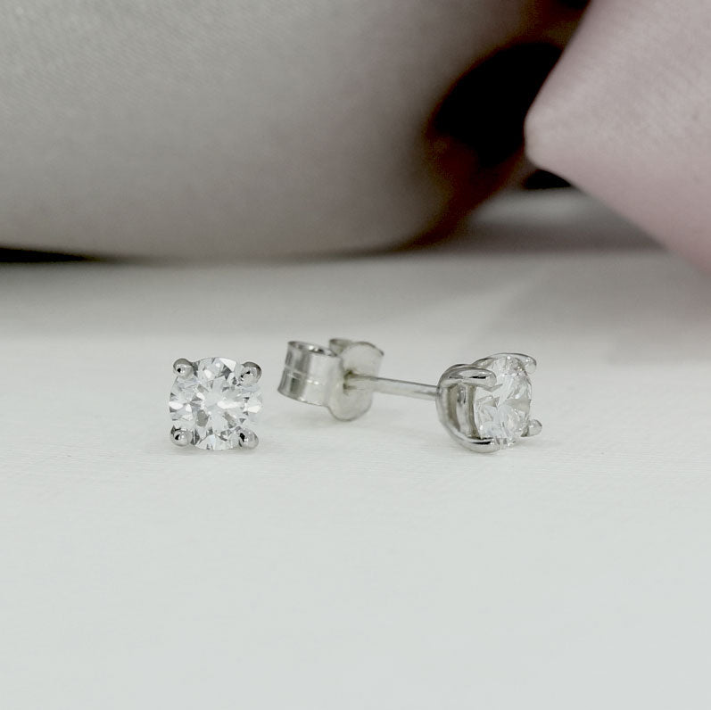 9ct Gold 4 Claw Set Lab Grown Diamond Stud Earrings Approximate 0.65ct