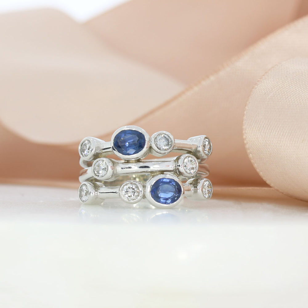 9ct Gold Sapphire & Laboratory Grown Diamond Bubble Ring