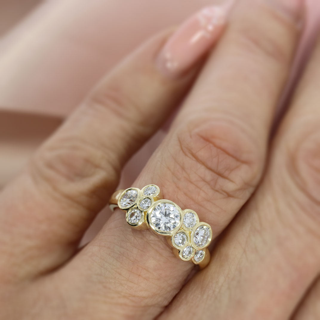 9ct Yellow Gold Bubble Ring Set With Laboratory Grown Diamonds 1.46ct