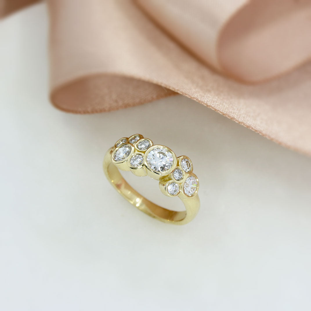 9ct Yellow Gold Bubble Ring Set With Laboratory Grown Diamonds 1.46ct