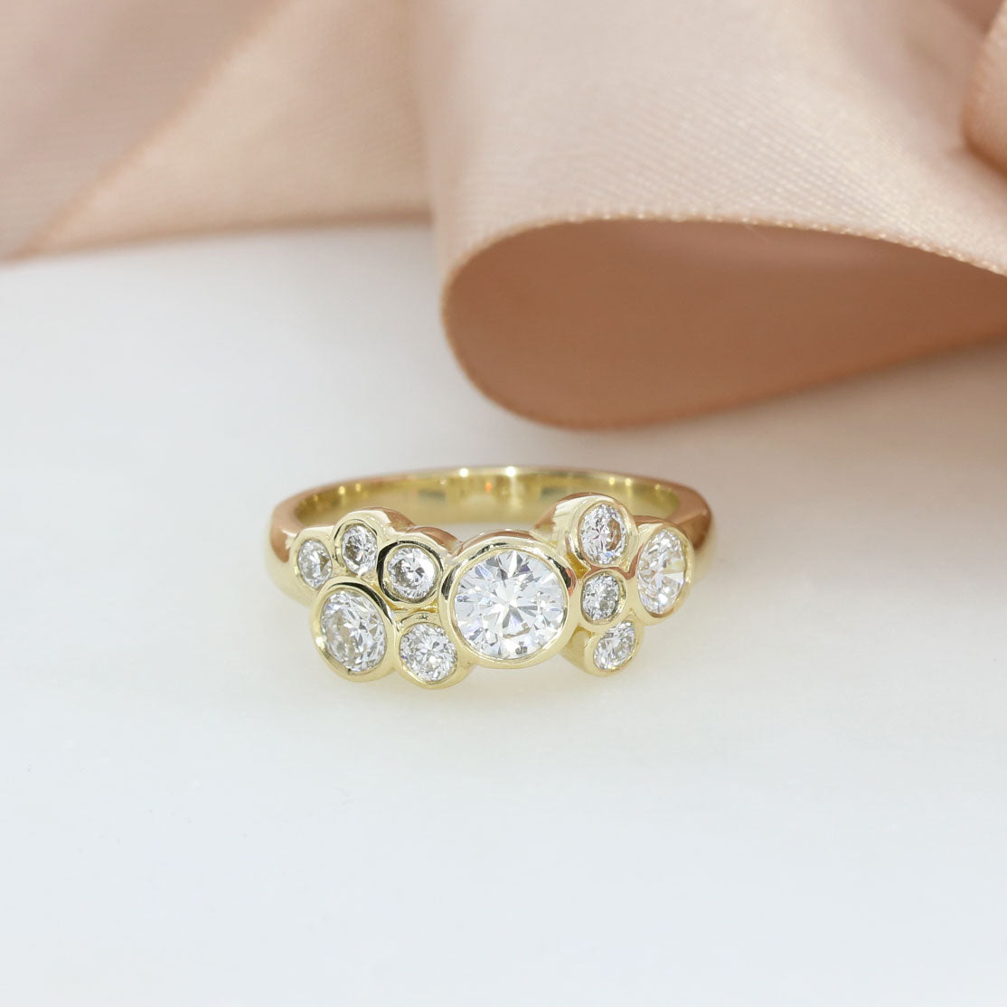 9ct Yellow Gold Bubble Ring Set With Laboratory Grown Diamonds 1.46ct