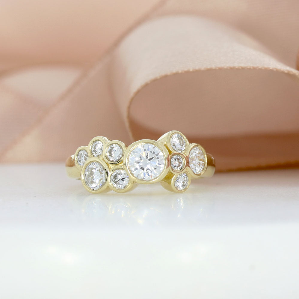 9ct Yellow Gold Bubble Ring Set With Laboratory Grown Diamonds 1.46ct