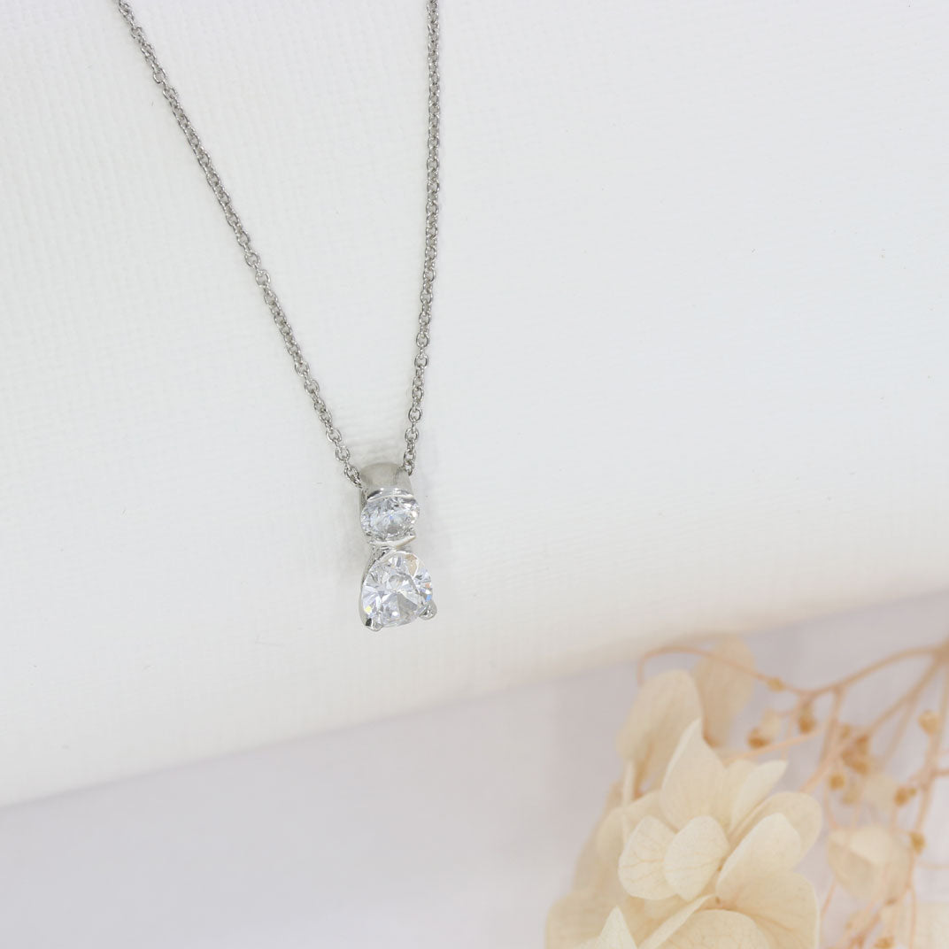 Platinum Lab Grown Diamond Pear Shaped Diamond Pendant with Round Set Above 0.89ct 18Inch