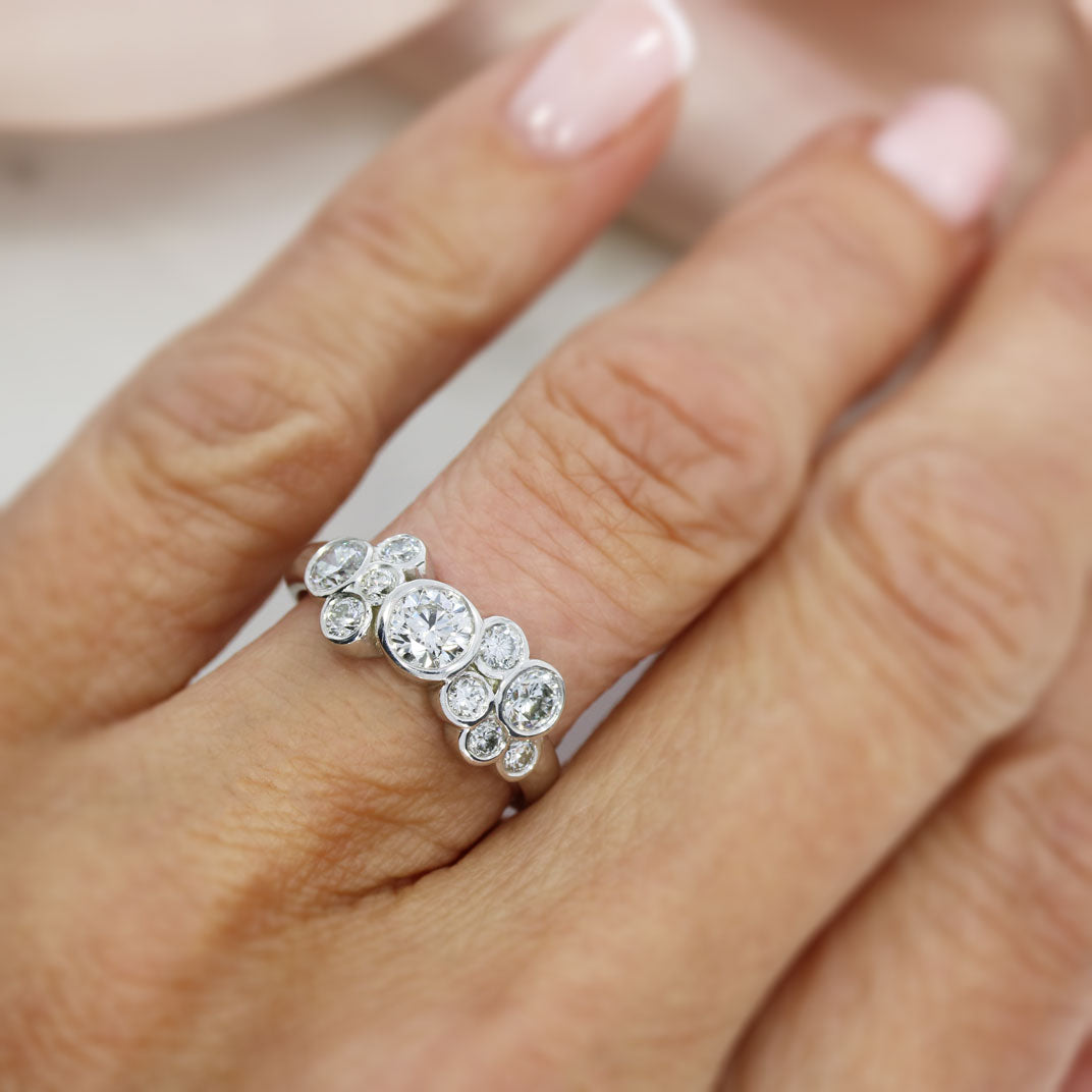 9ct White Gold Laboratory Grown Diamonds Bubble Ring 1.39ct