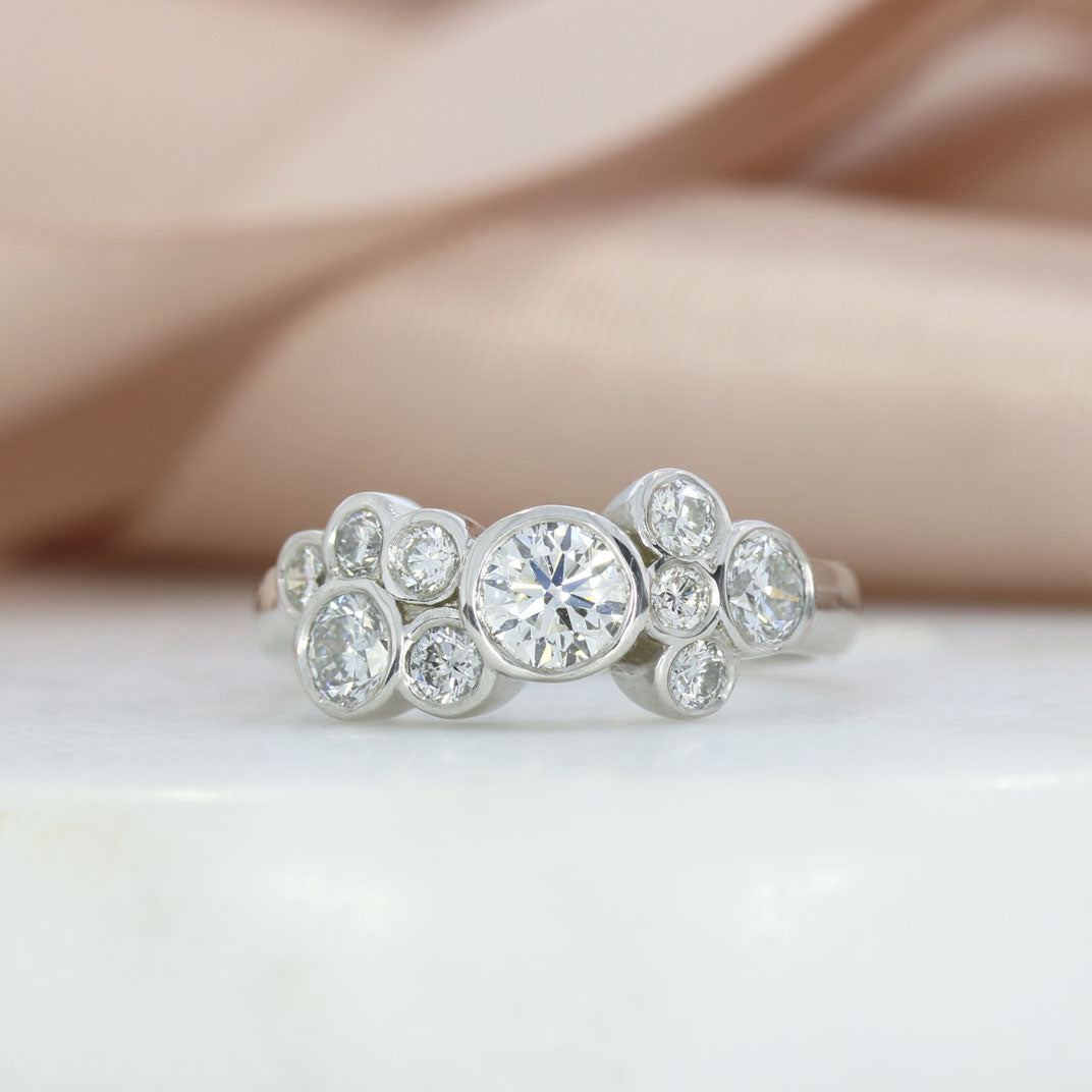 9ct White Gold Laboratory Grown Diamonds Bubble Ring 1.39ct