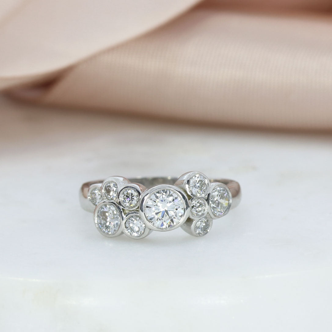 9ct White Gold Laboratory Grown Diamonds Bubble Ring 1.39ct