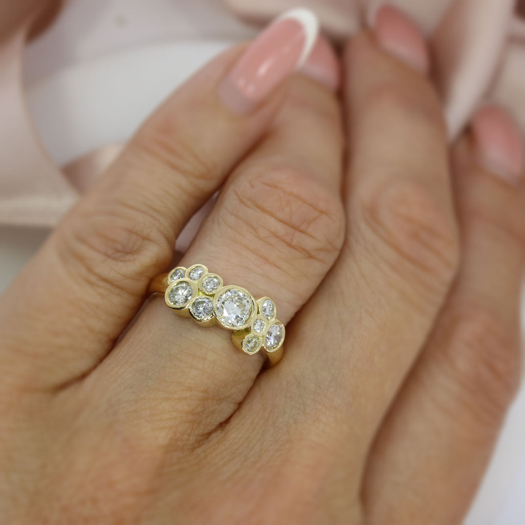 18ct Yellow Gold Diamond Bubble Ring 1.28ct