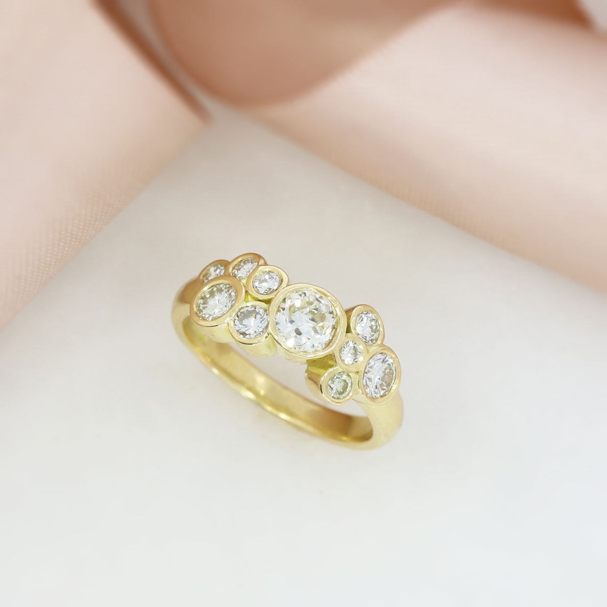 18ct Yellow Gold Diamond Bubble Ring 1.28ct