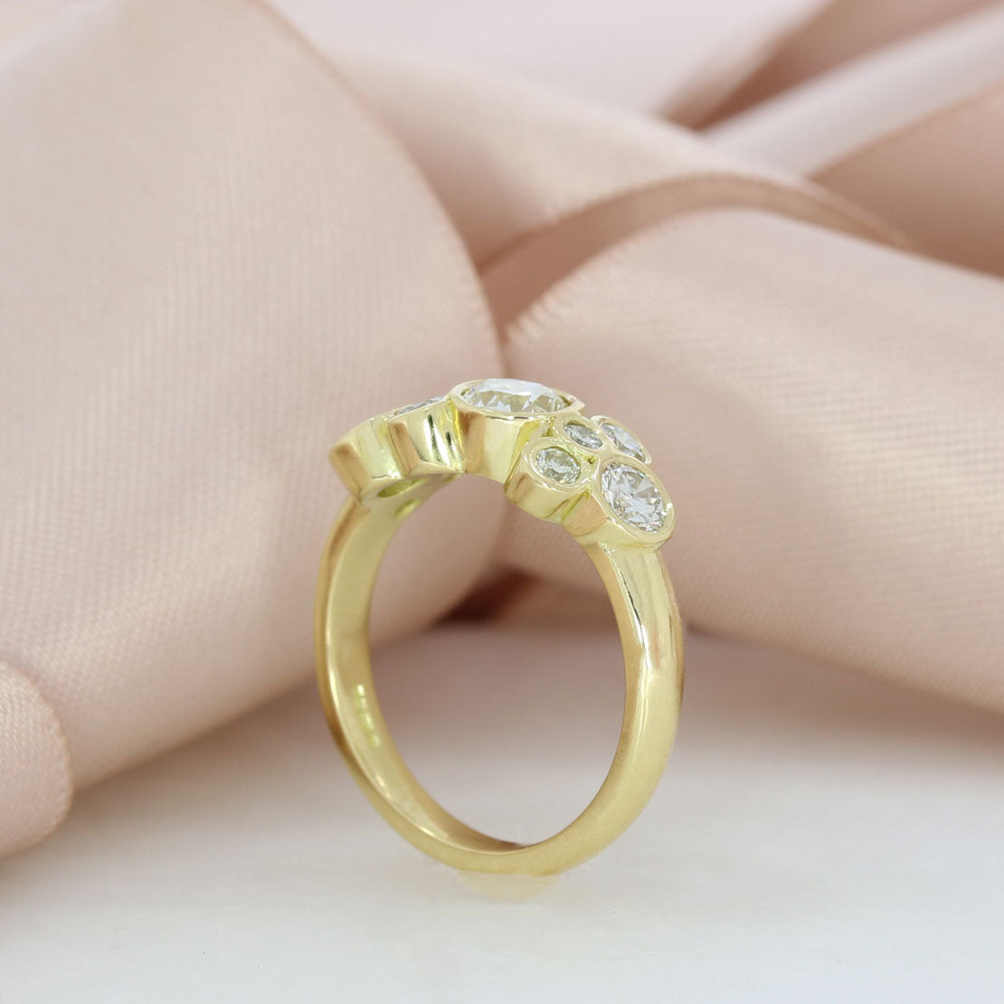 18ct Yellow Gold Diamond Bubble Ring 1.28ct