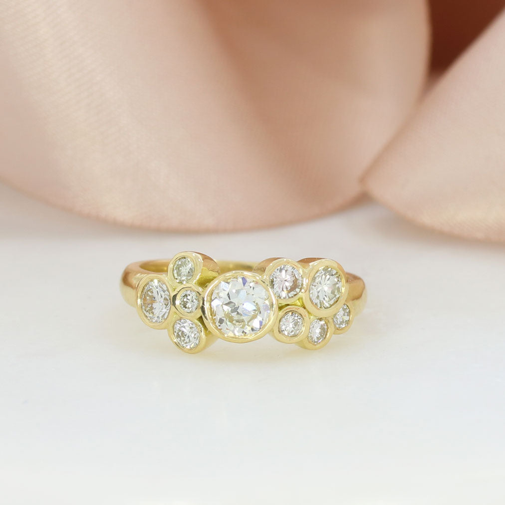 18ct Yellow Gold Diamond Bubble Ring 1.28ct