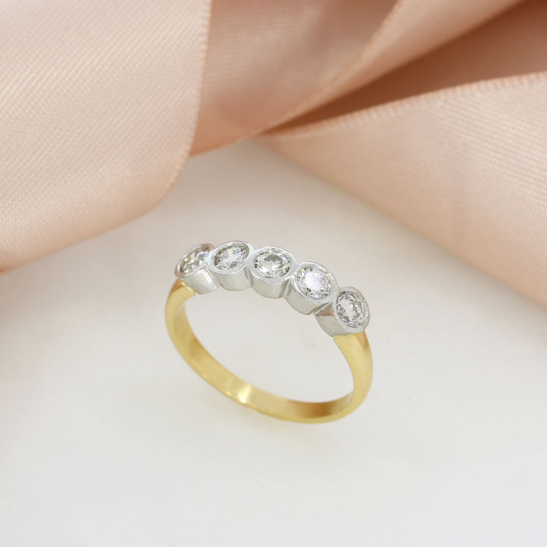 18ct Gold & Platinum Set Diamond 5 Stone Eternity Ring 0.75ct