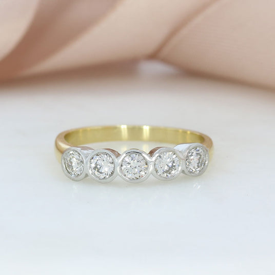 18ct Gold & Platinum Set Diamond 5 Stone Eternity Ring 0.75ct