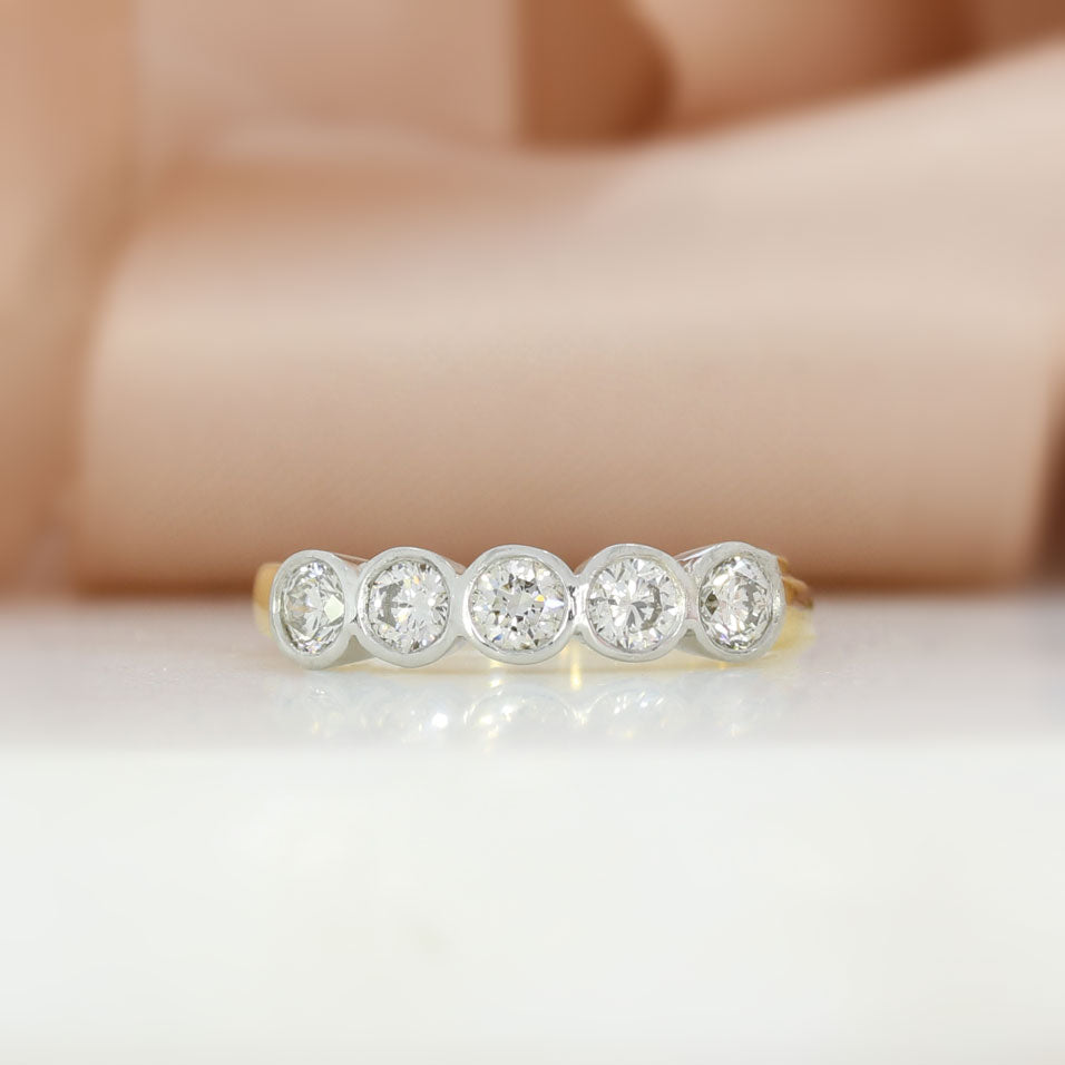 18ct Gold & Platinum Set Diamond 5 Stone Eternity Ring 0.75ct