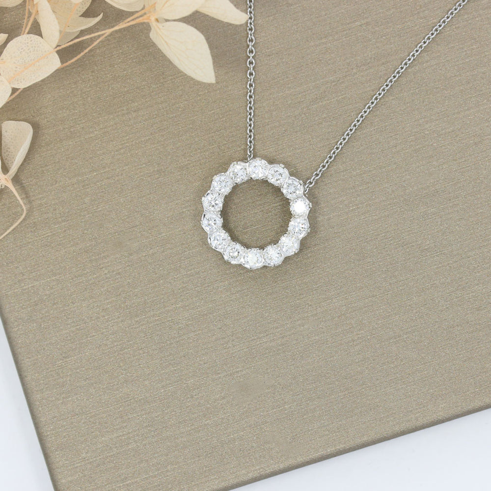 9ct White Gold Circle Pendant with Laboratory Grown Diamonds 0.80ct 20 Inch