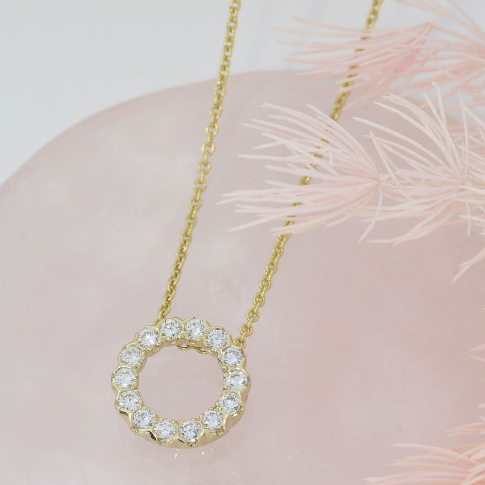 9ct Yellow Gold Polo Circle Pendant with Laboratory Grown Diamonds 0.80ct 20Inch