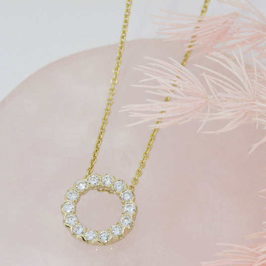 9ct Yellow Gold Polo Circle Pendant with Laboratory Grown Diamonds 0.80ct 20Inch