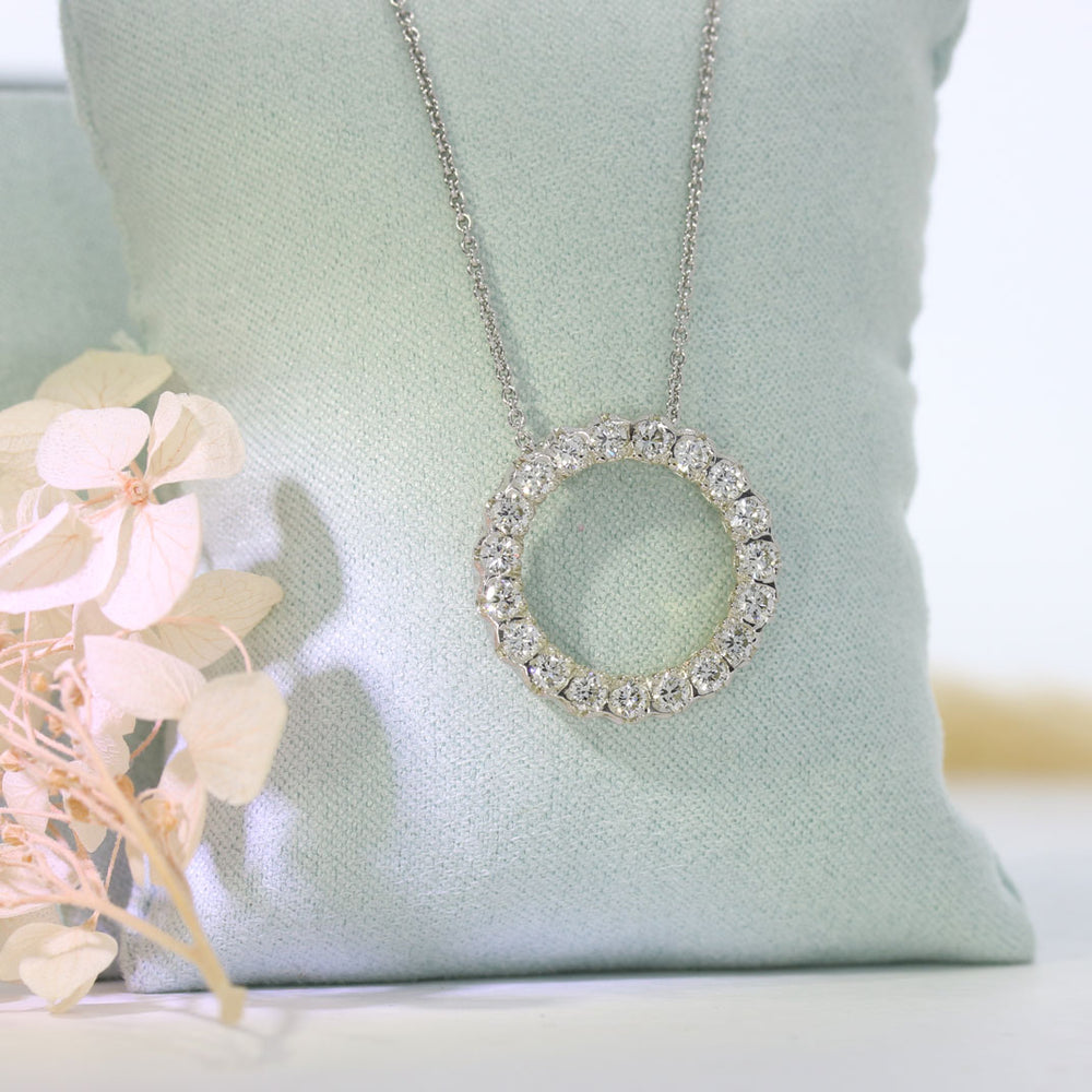 9ct White Gold Circle Pendant with Laboratory Grown Diamonds 0.98ct D-F VVS