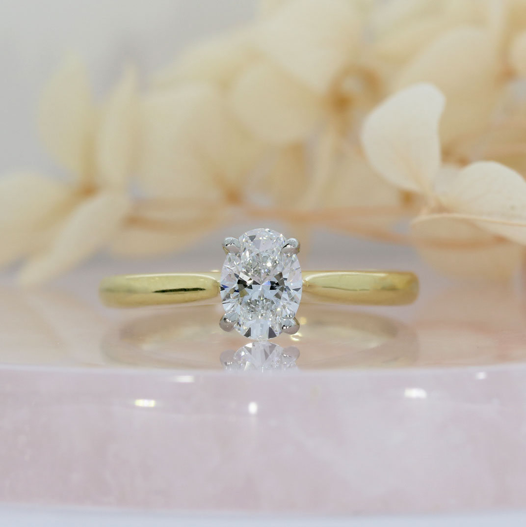 18ct Gold Oval Lab Grown Diamond Solitaire Ring 0.71ct D-F VS-VVS