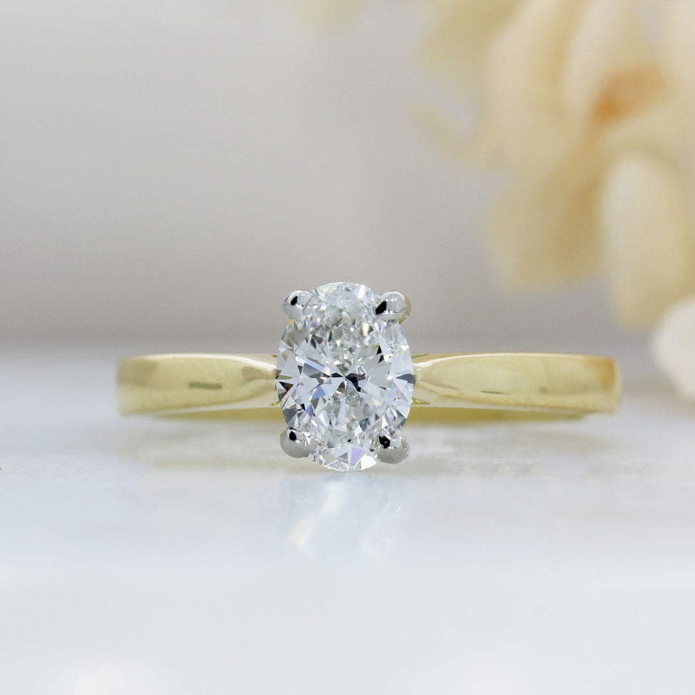18ct Gold Oval Lab Grown Diamond Solitaire Ring 0.71ct D-F VS-VVS