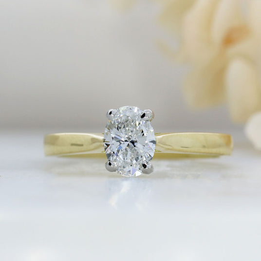 18ct Gold Oval Lab Grown Diamond Solitaire Ring 0.71ct D-F VS-VVS