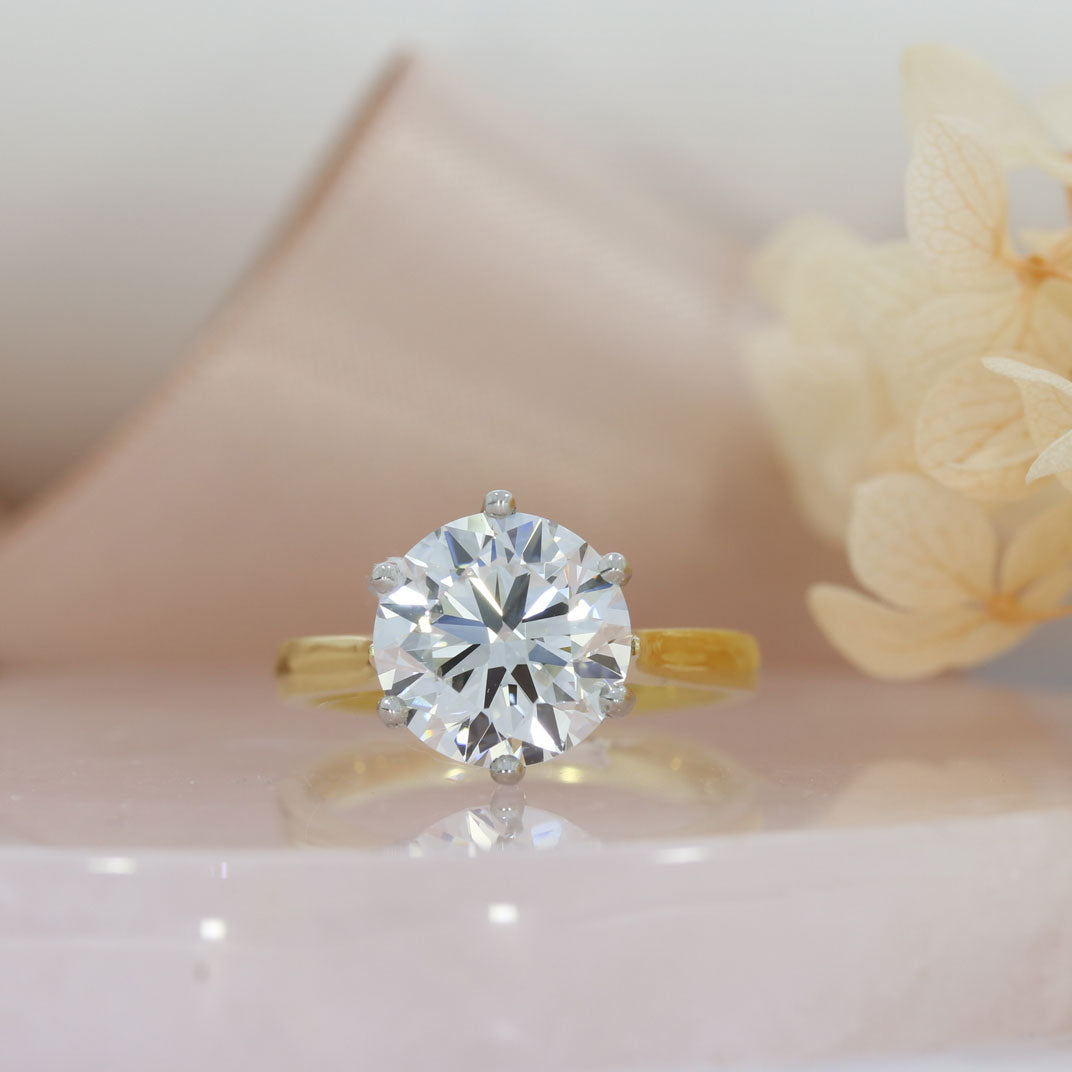 18ct Gold & Platinum Certified Lab Grown Diamond Solitaire Ring E VS2 4.00ct