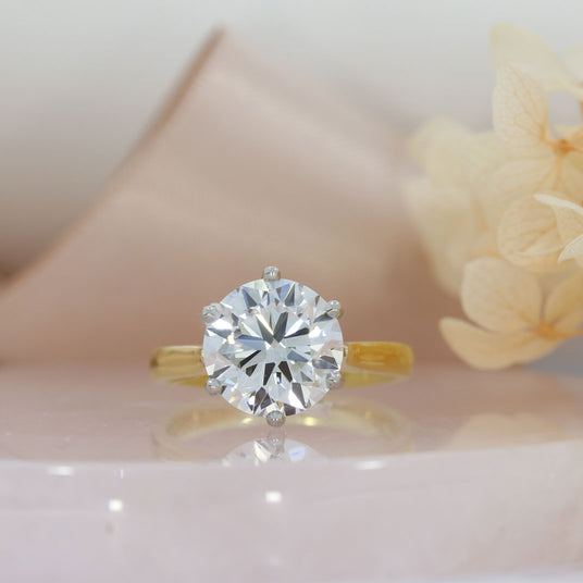 18ct Gold & Platinum Certified Lab Grown Diamond Solitaire Ring E VS2 4.00ct