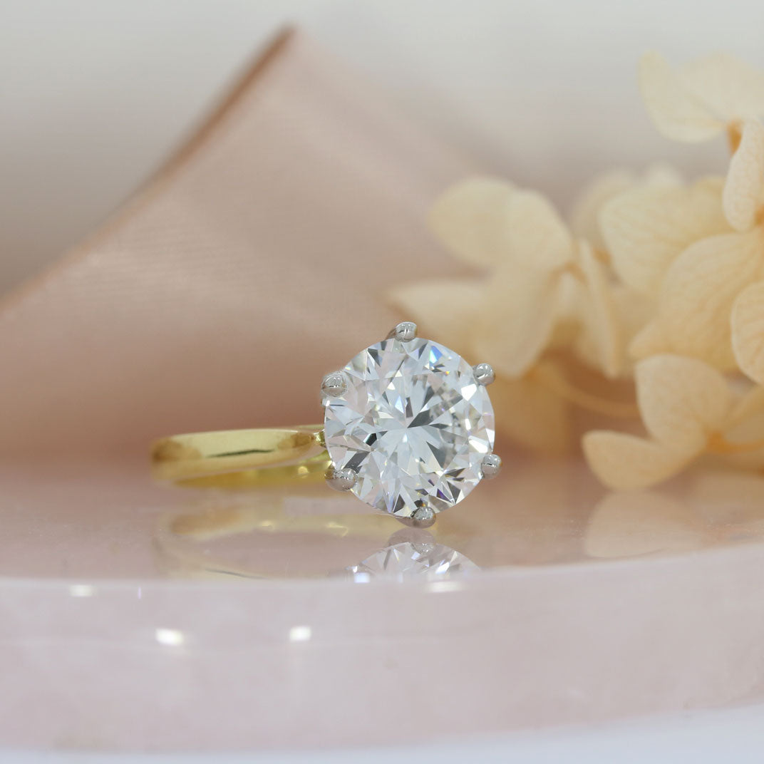 18ct Gold & Platinum Certified Lab Grown Diamond Solitaire Ring E VS2 4.00ct