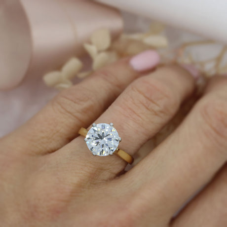 18ct Gold & Platinum Certified Lab Grown Diamond Solitaire Ring E VS2 4.00ct
