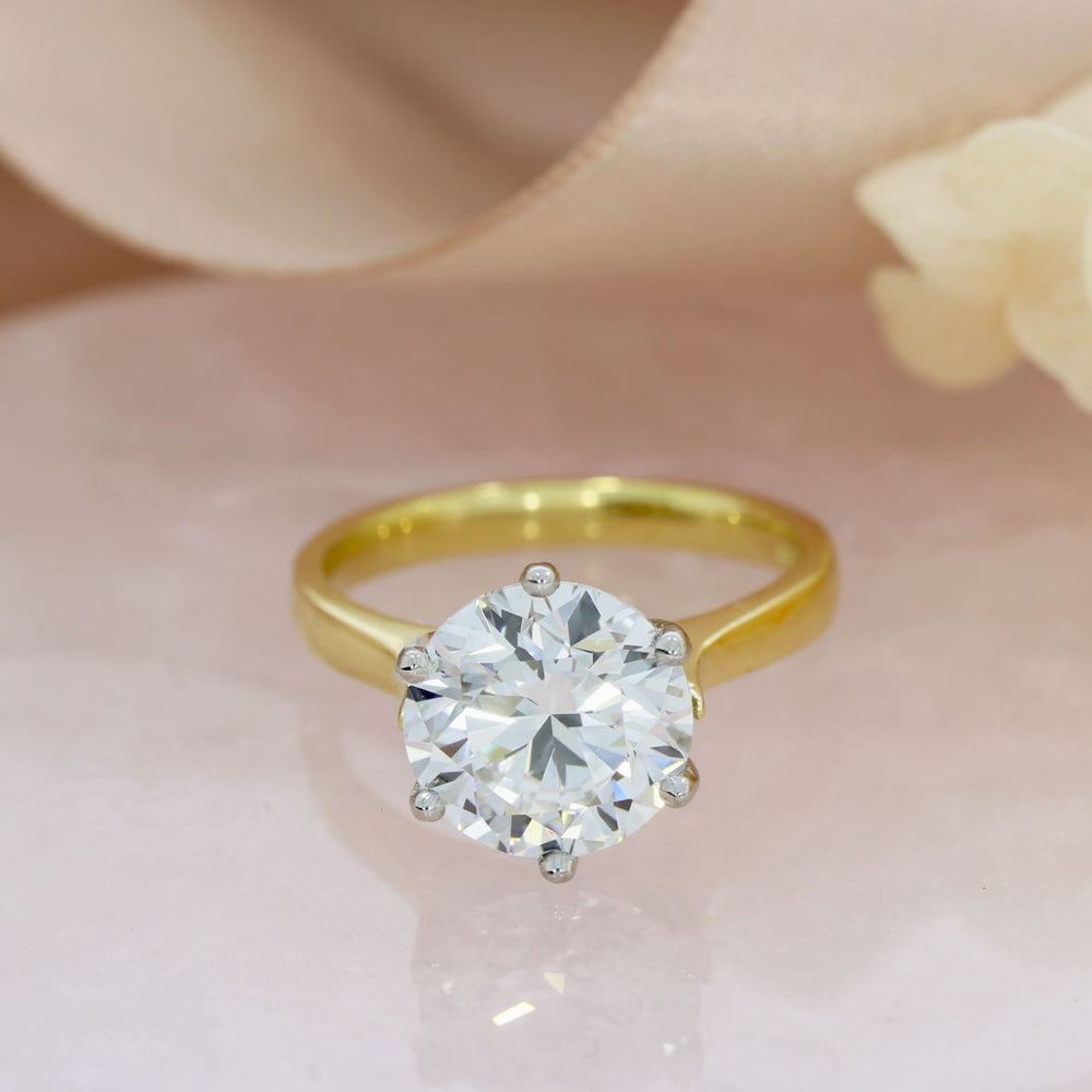 18ct Gold & Platinum Certified Lab Grown Diamond Solitaire Ring E VS2 4.00ct