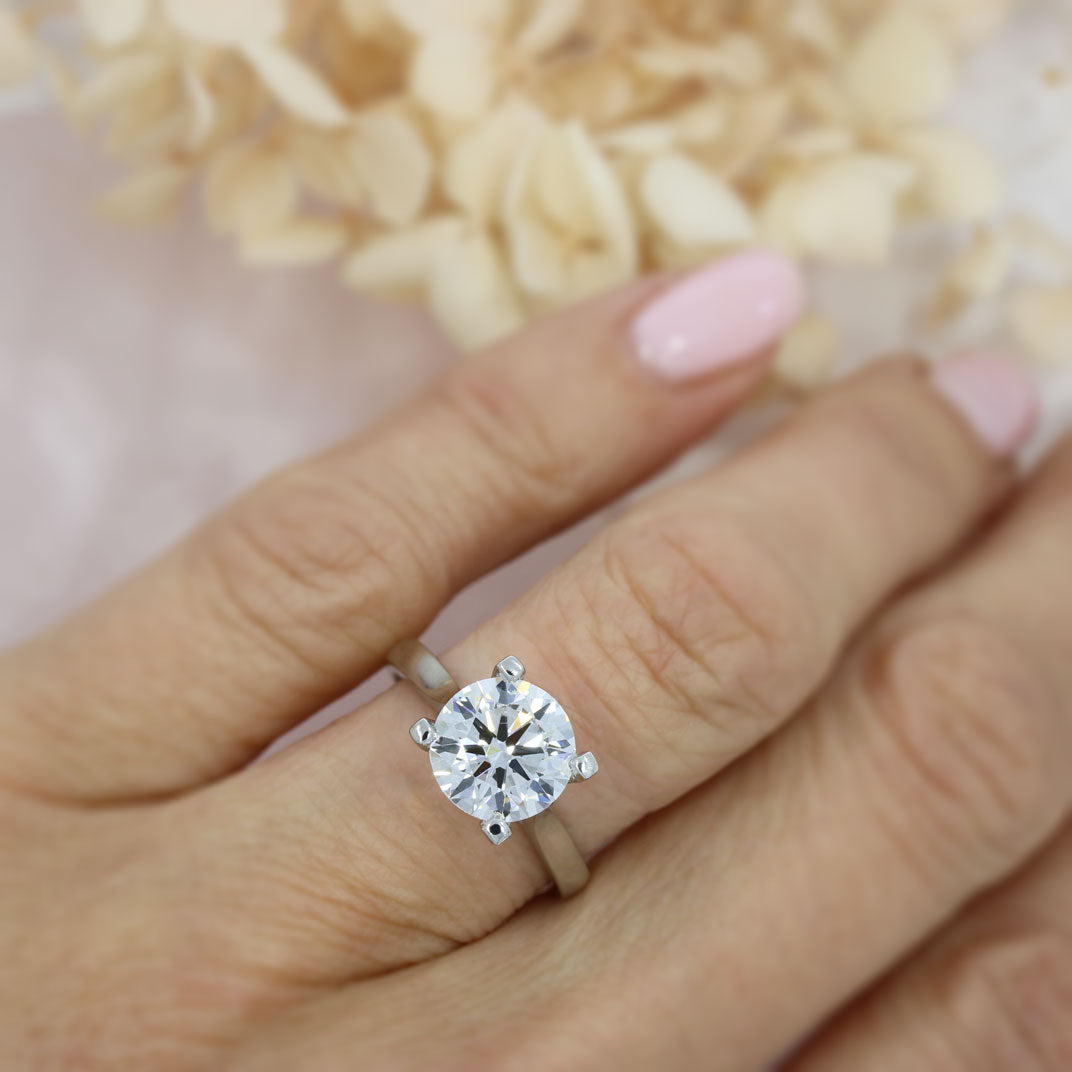 Platinum Certified Lab Grown Brilliant Cut Diamond Solitaire Ring 3.00ct D VS2