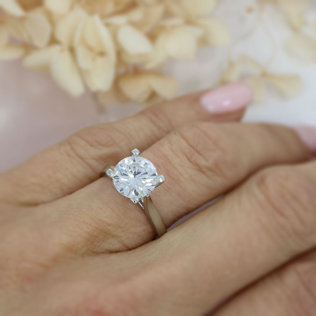 Platinum Certified Lab Grown Brilliant Cut Diamond Solitaire Ring 3.00ct D VS2