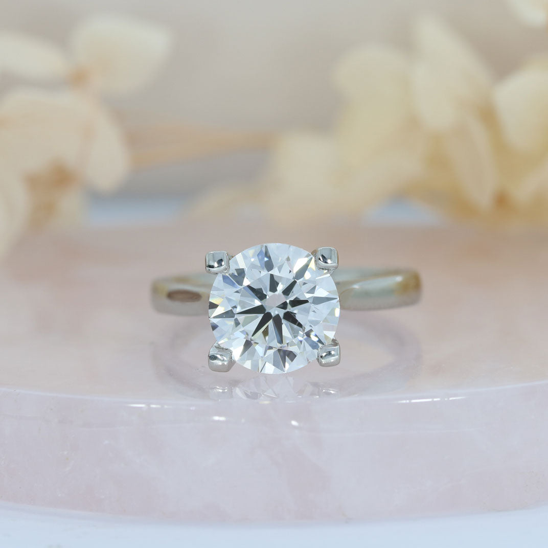 Platinum Certified Lab Grown Brilliant Cut Diamond Solitaire Ring 3.00ct D VS2