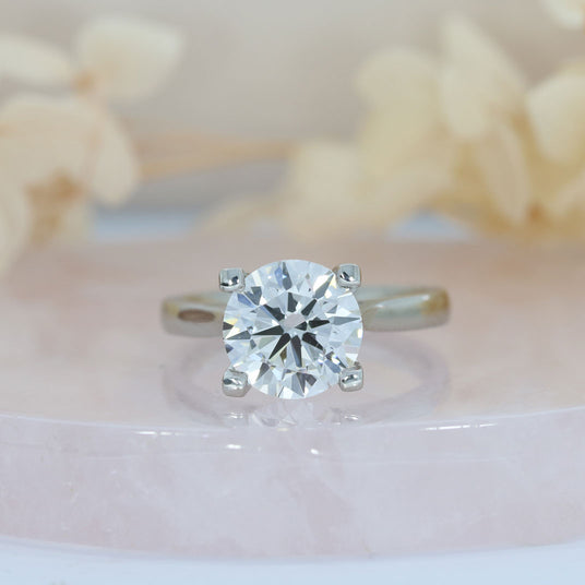 Platinum Certified Lab Grown Brilliant Cut Diamond Solitaire Ring 3.00ct D VS2
