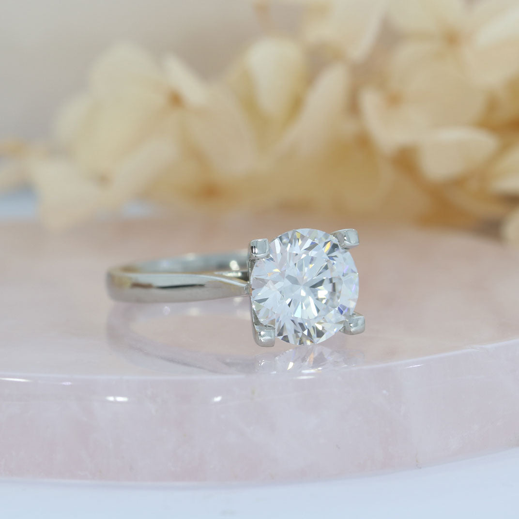 Platinum Certified Lab Grown Brilliant Cut Diamond Solitaire Ring 3.00ct D VS2