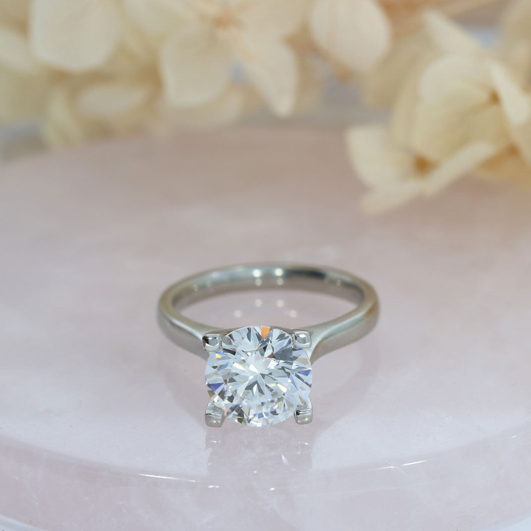 Platinum Certified Lab Grown Brilliant Cut Diamond Solitaire Ring 3.00ct D VS2