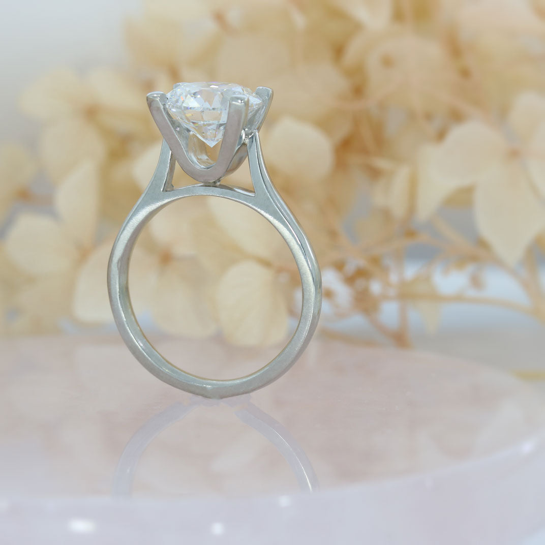 Platinum Certified Lab Grown Brilliant Cut Diamond Solitaire Ring 3.00ct D VS2