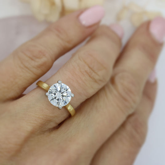 18ct Yellow Gold & Platinum Certified Lab Grown Diamond Solitaire Ring 3.00ct  Approx D VS2