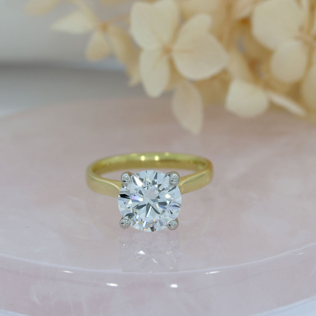 18ct Yellow Gold & Platinum Certified Lab Grown Diamond Solitaire Ring 3.00ct  Approx D VS2