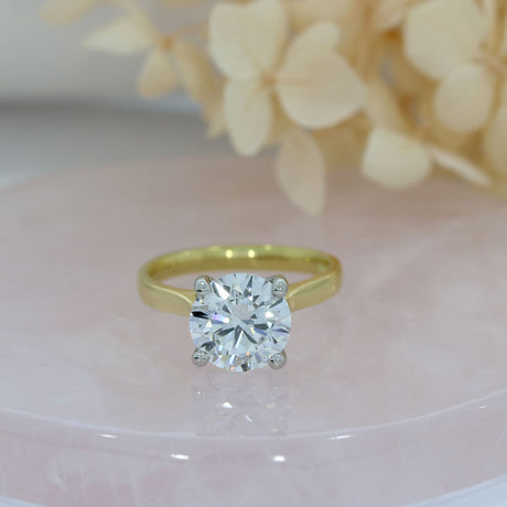 18ct Yellow Gold & Platinum Certified Lab Grown Diamond Solitaire Ring 3.00ct  Approx D VS2