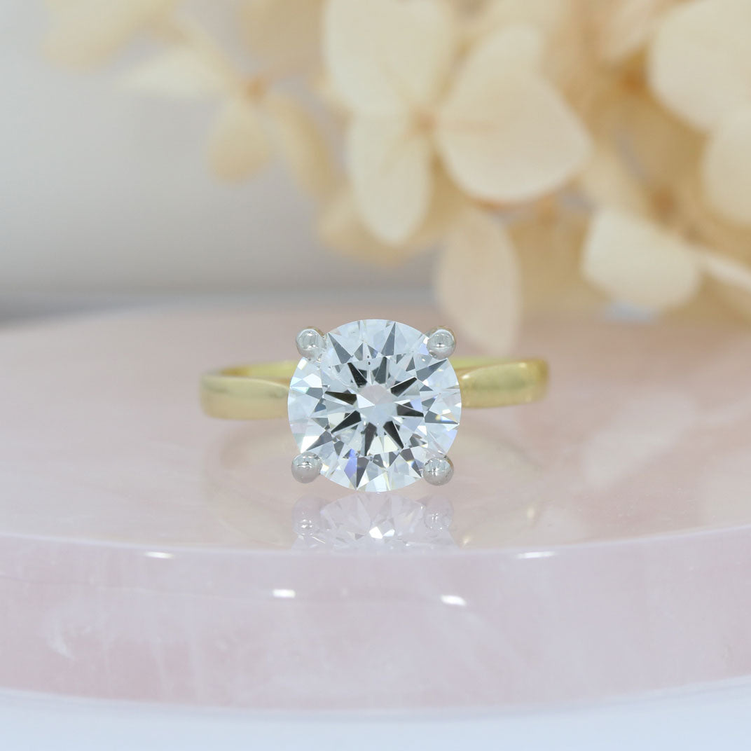 18ct Yellow Gold & Platinum Certified Lab Grown Diamond Solitaire Ring 3.00ct  Approx D VS2